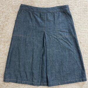 Eddie Bauer Chambray A-Line Midi Skirt Women’s Size 4 Blue Denim Cotton Pockets